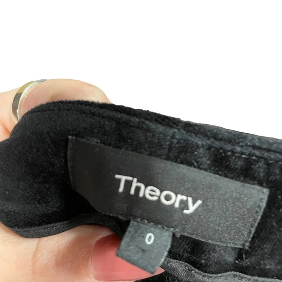 Theory Caroleena Black Velvet Flared Pants Size 0 - Picture 7 of 8